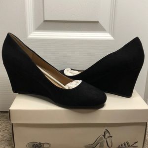 A New Day Black Suede Wedge Heels
